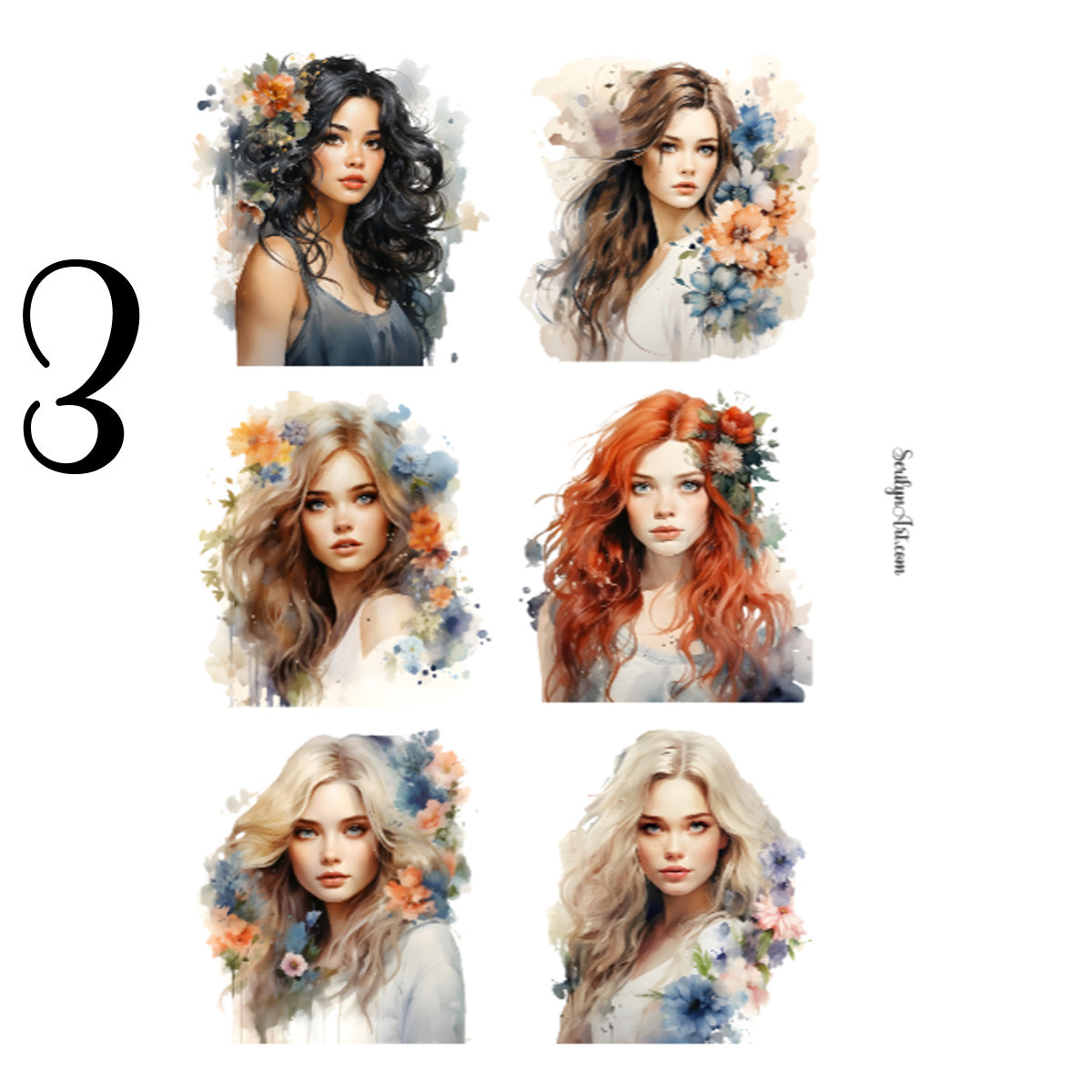 Floral Women Sticker Sheet