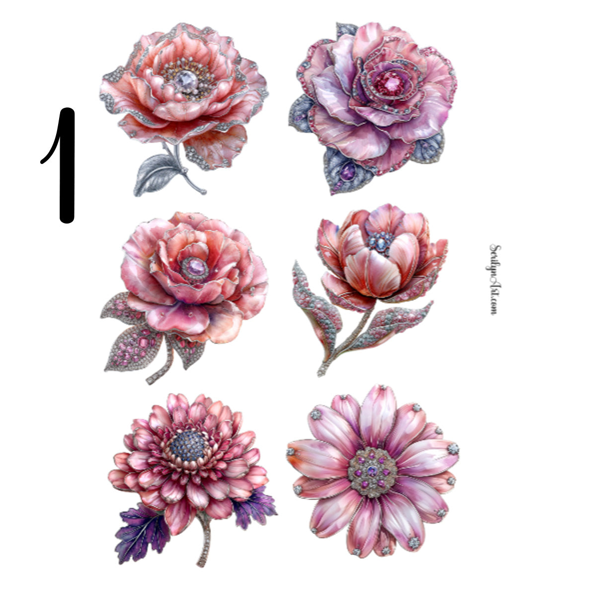 Flower Brooch Sticker Sheet