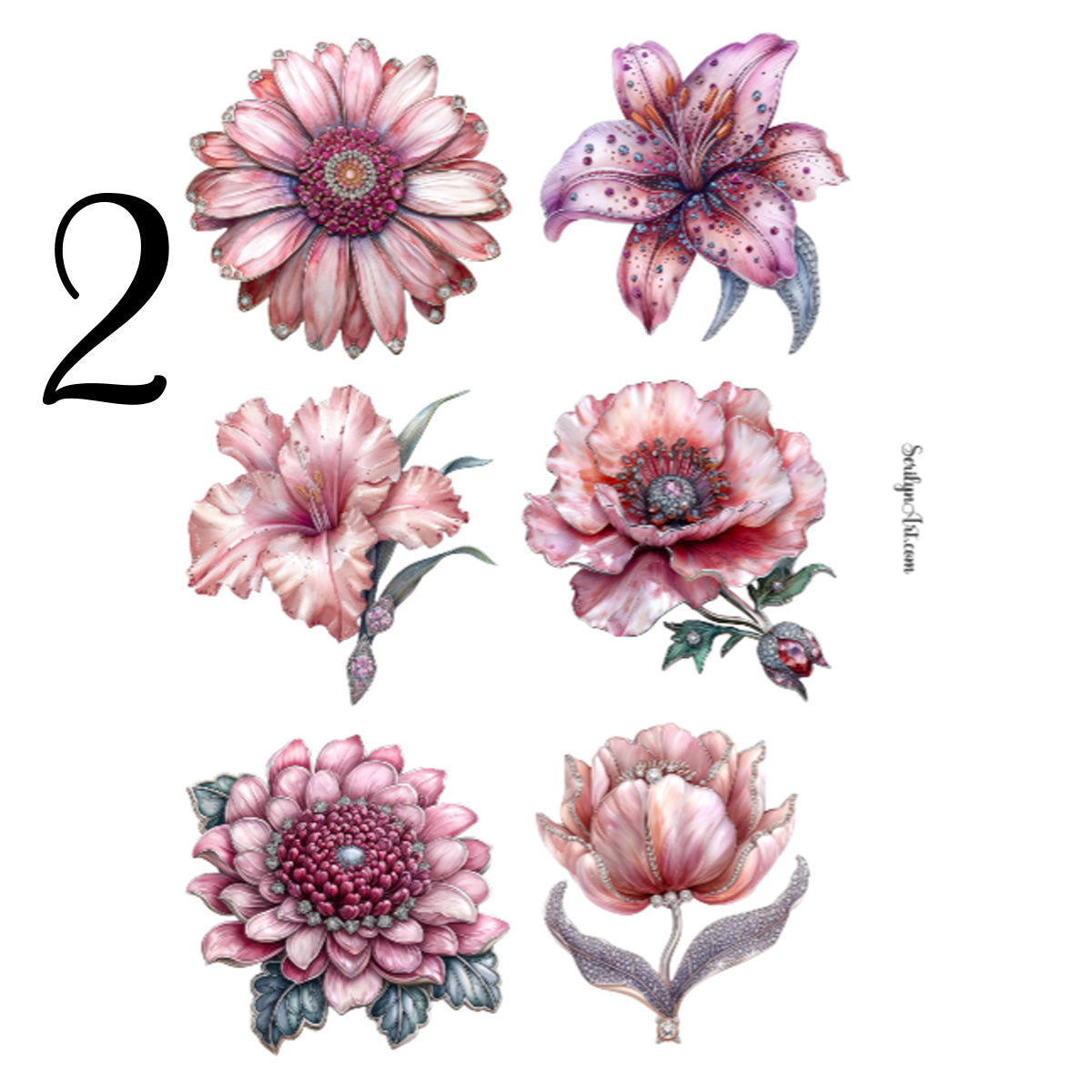 Flower Brooch Sticker Sheet