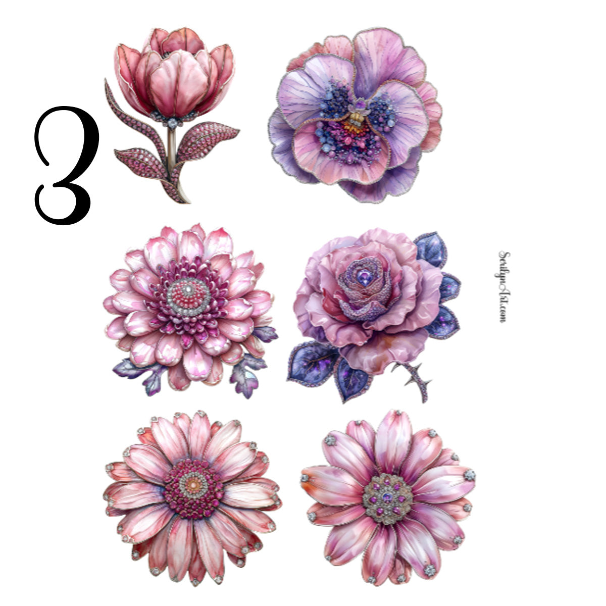 Flower Brooch Sticker Sheet