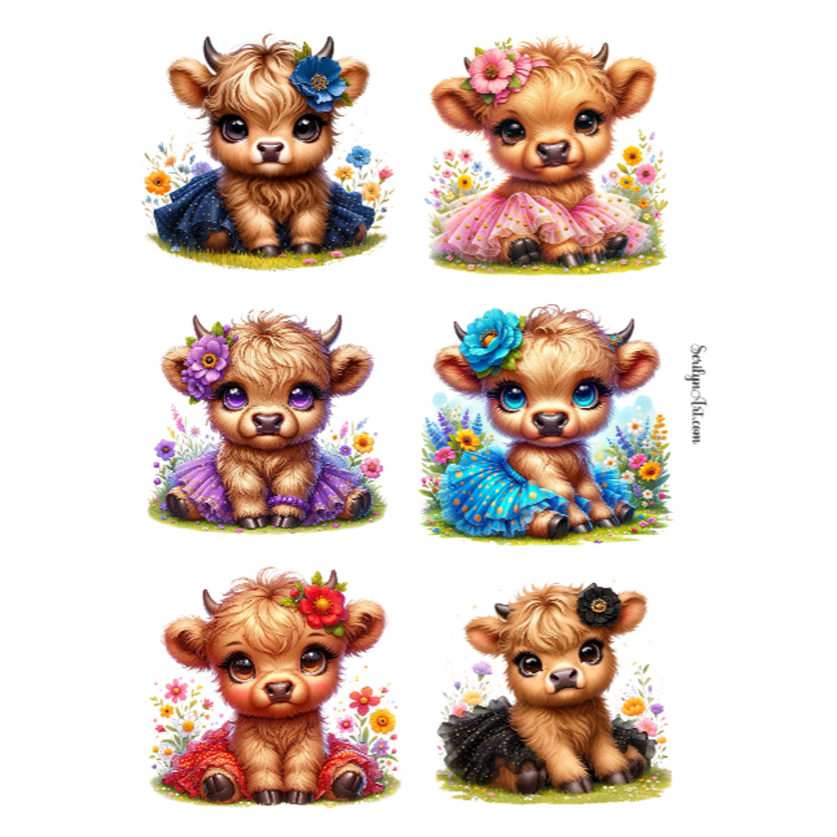 Flower Cows Sticker Sheet