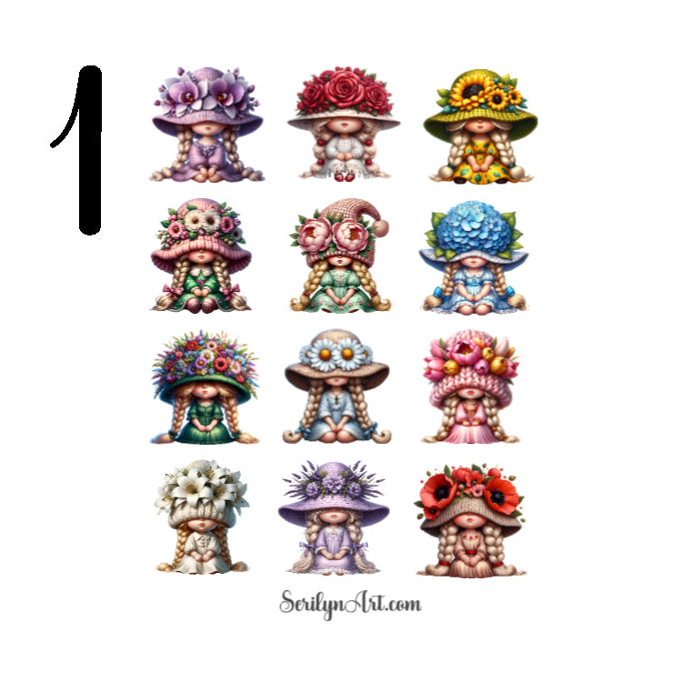 Flower Girl Gnomes Sticker Sheet