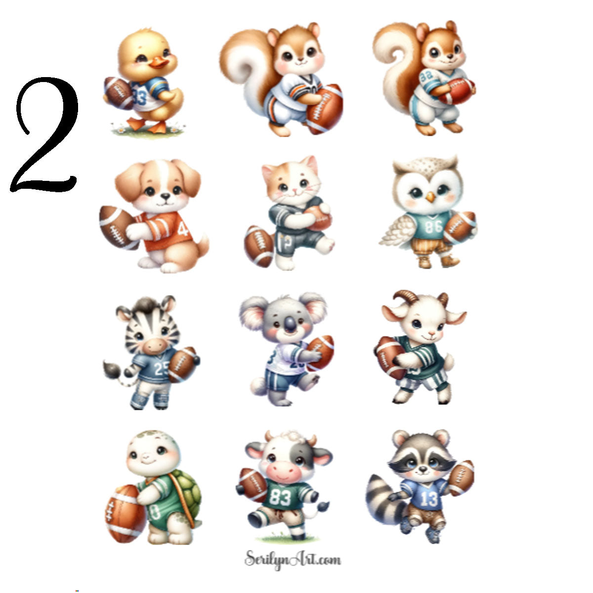 Football Animals Sticker Sheet
