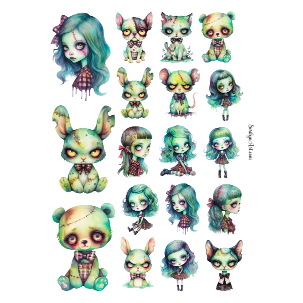 Frankenstein Dolls Sticker Sheet