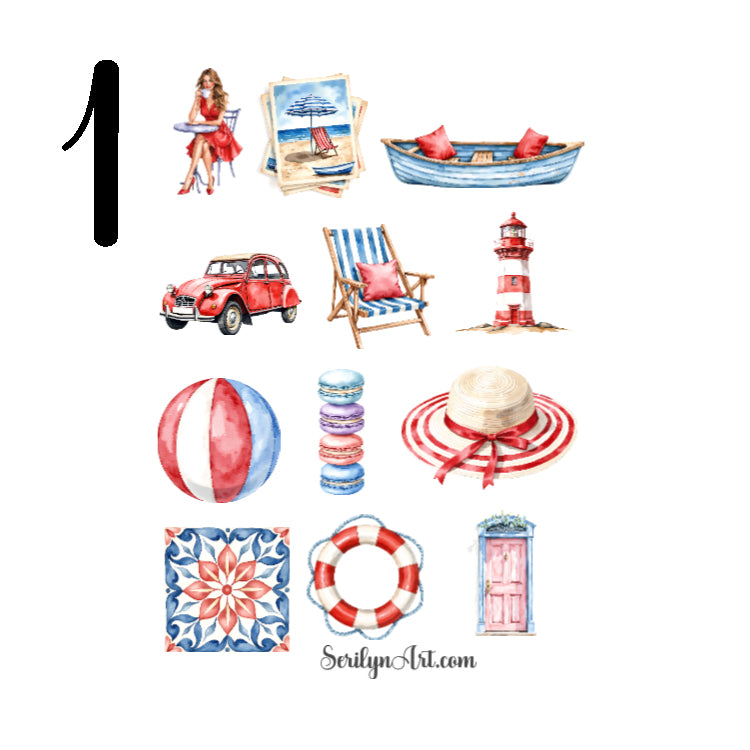 French Beach Sticker Sheet