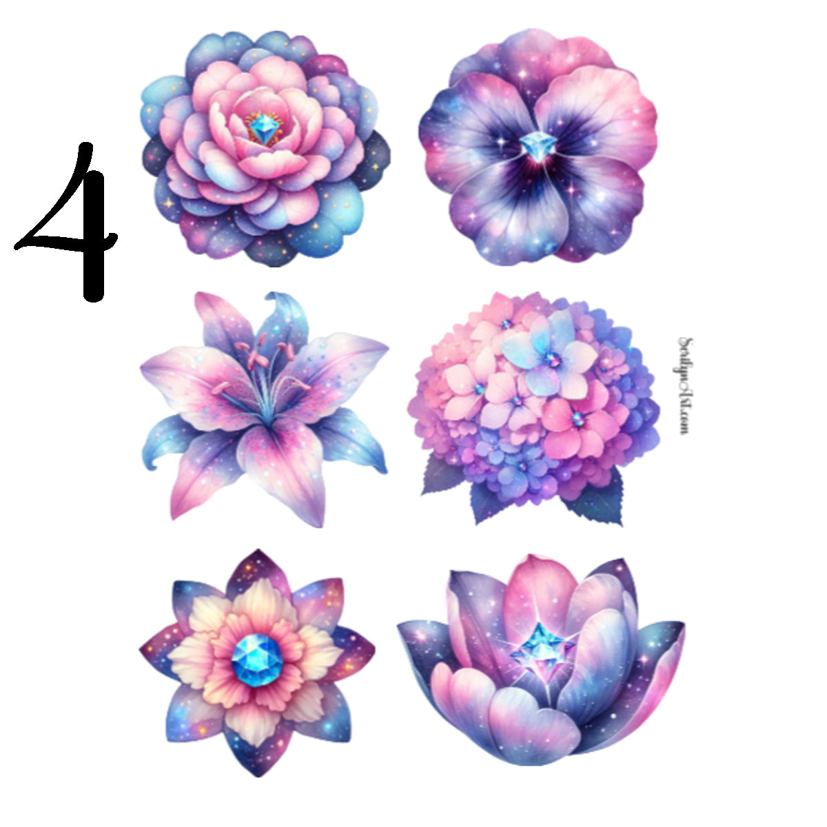 Galaxy Flowers Sticker Sheet