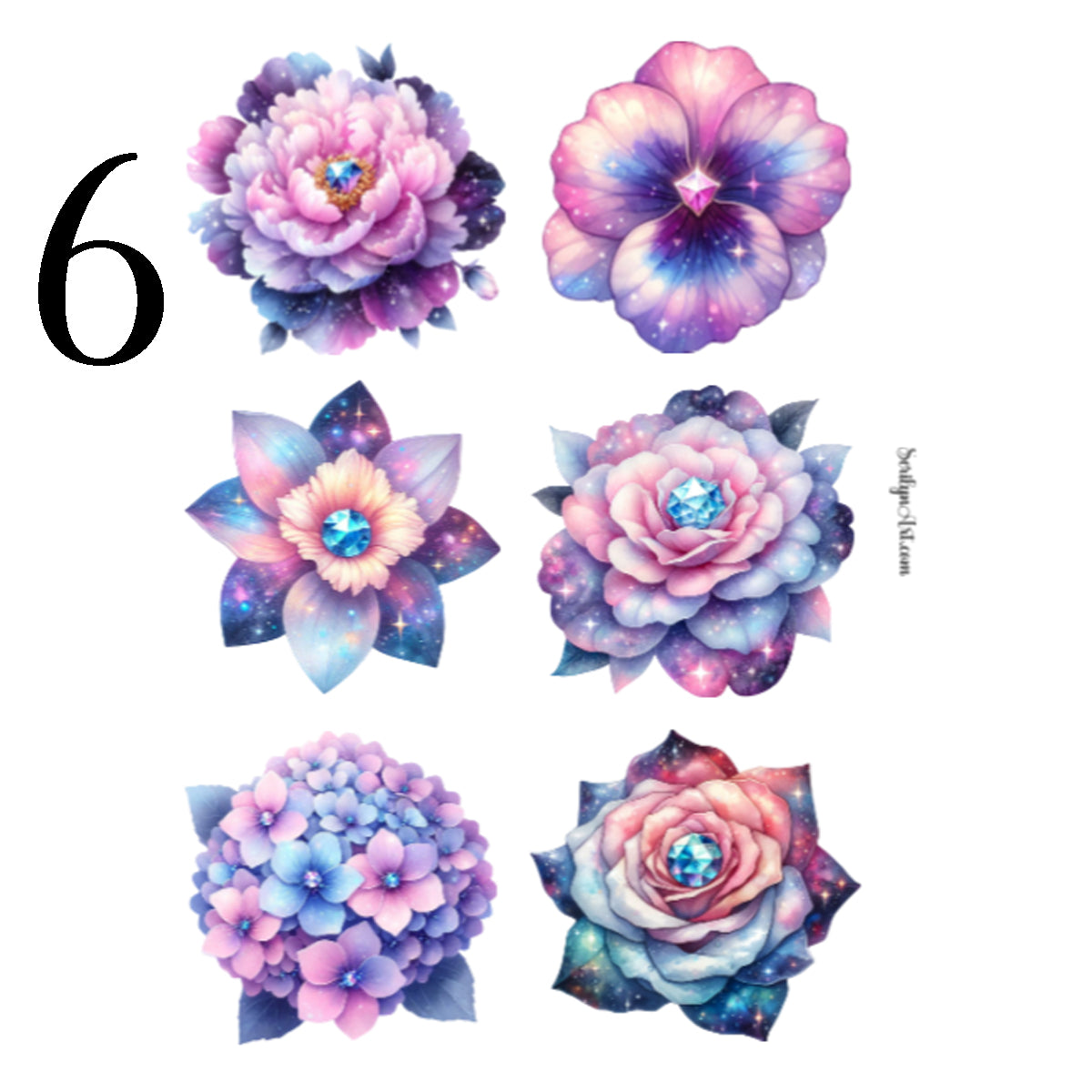 Galaxy Flowers Sticker Sheet