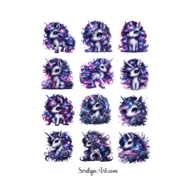 Galaxy Unicorns Sticker Sheet