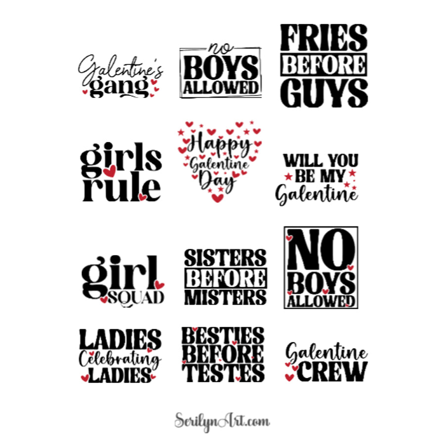 Galentine Quotes Sticker Sheet