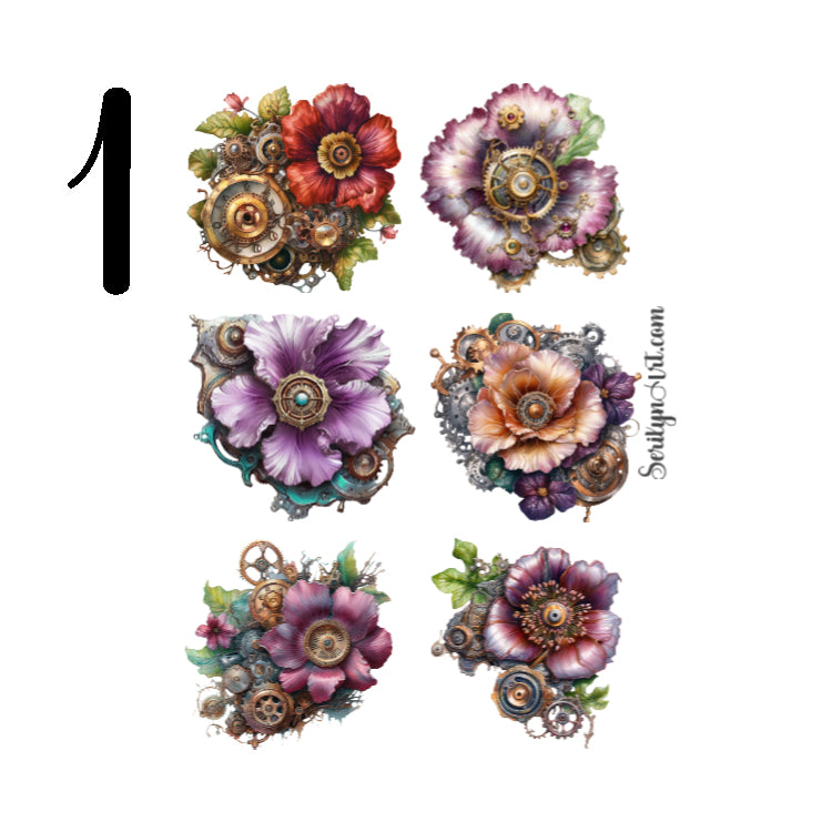 Gear Flowers Sticker Sheet