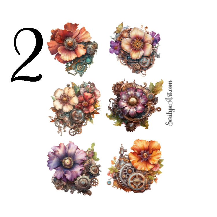 Gear Flowers Sticker Sheet