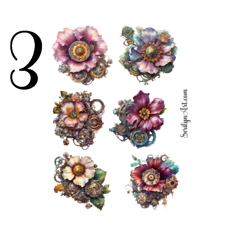 Gear Flowers Sticker Sheet