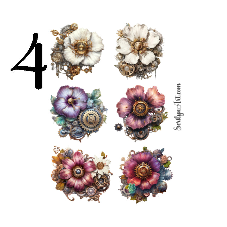 Gear Flowers Sticker Sheet