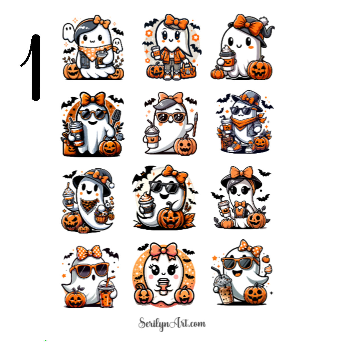 Ghosts with Coffee Sticker Sheet