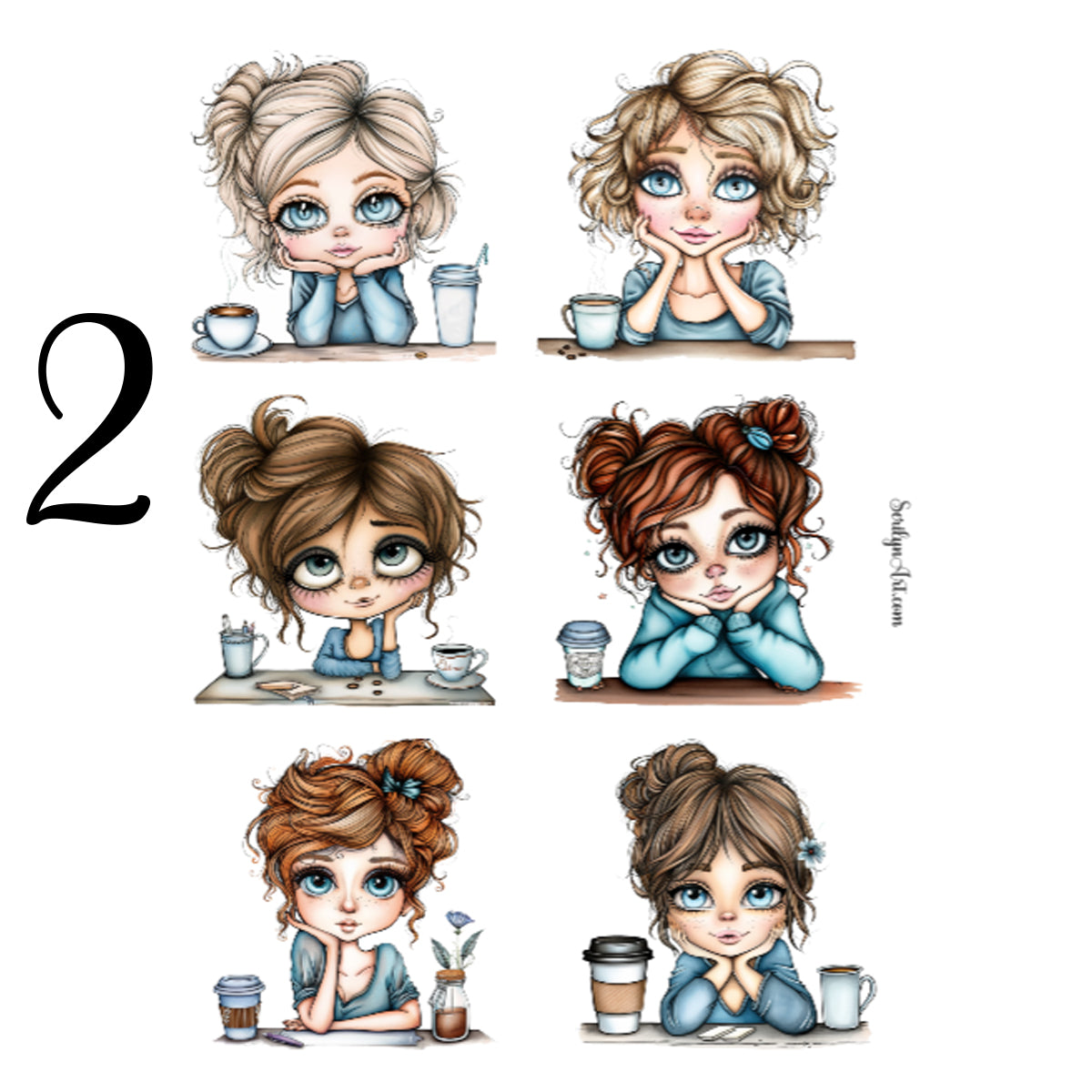 Girls at Desk Sticker Sheet