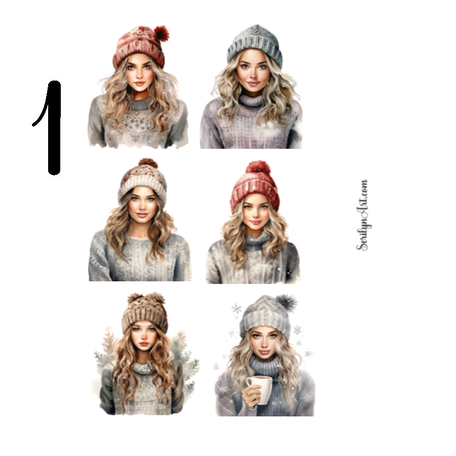 Girls in Sweater Sticker Sheet