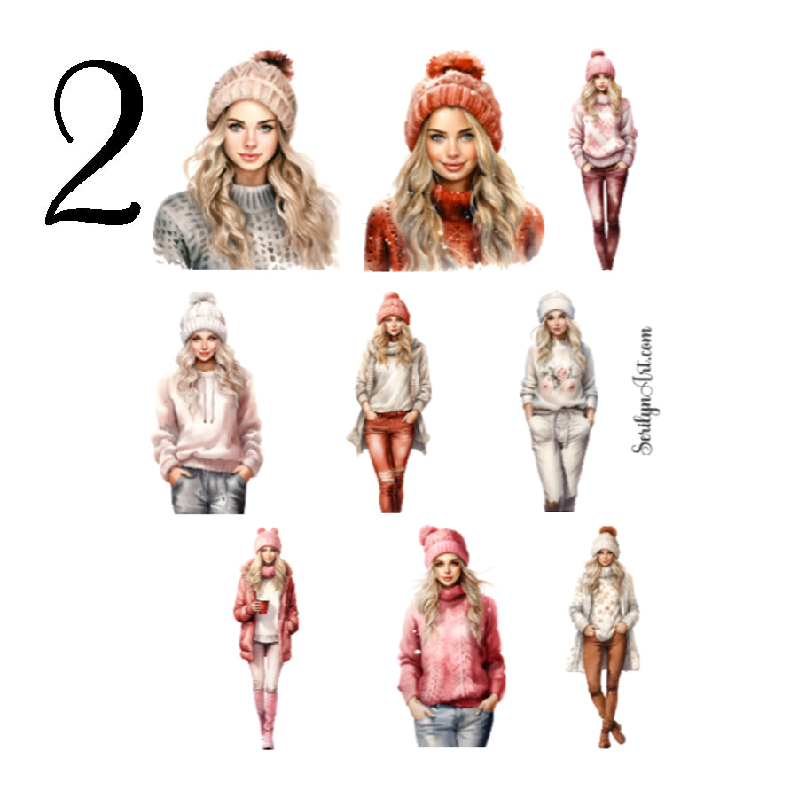 Girls in Sweater Sticker Sheet