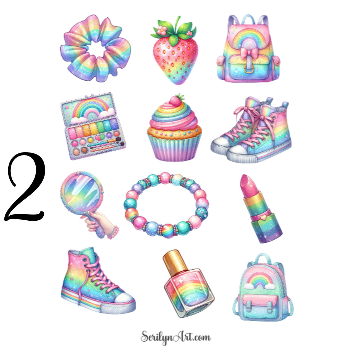 Girly Rainbow Sticker Sheet