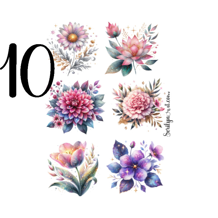 Glitter Flowers Sticker Sheet