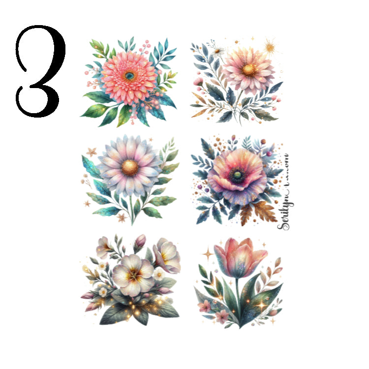 Glitter Flowers Sticker Sheet