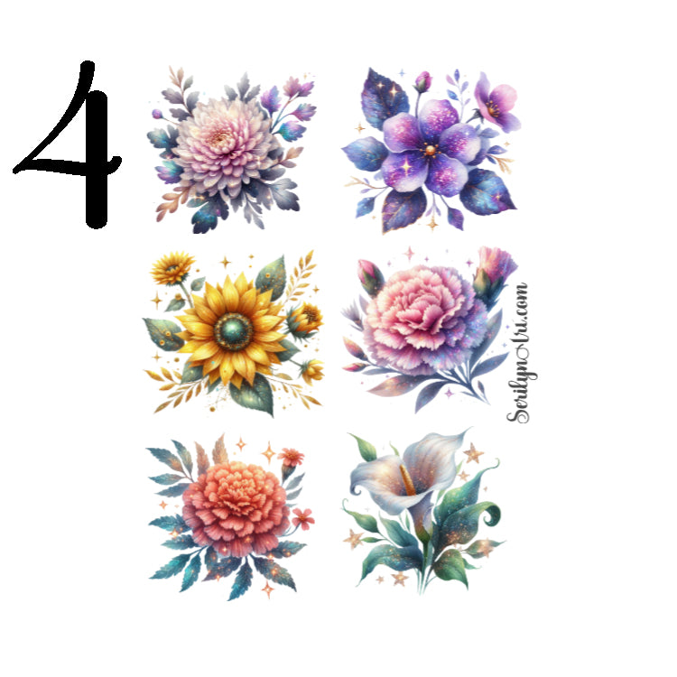 Glitter Flowers Sticker Sheet