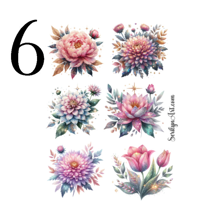 Glitter Flowers Sticker Sheet