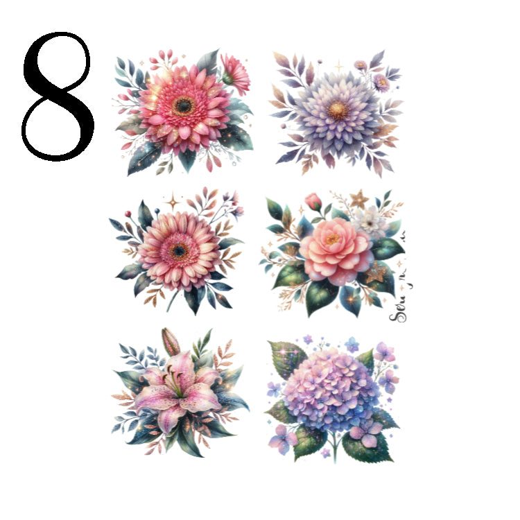 Glitter Flowers Sticker Sheet