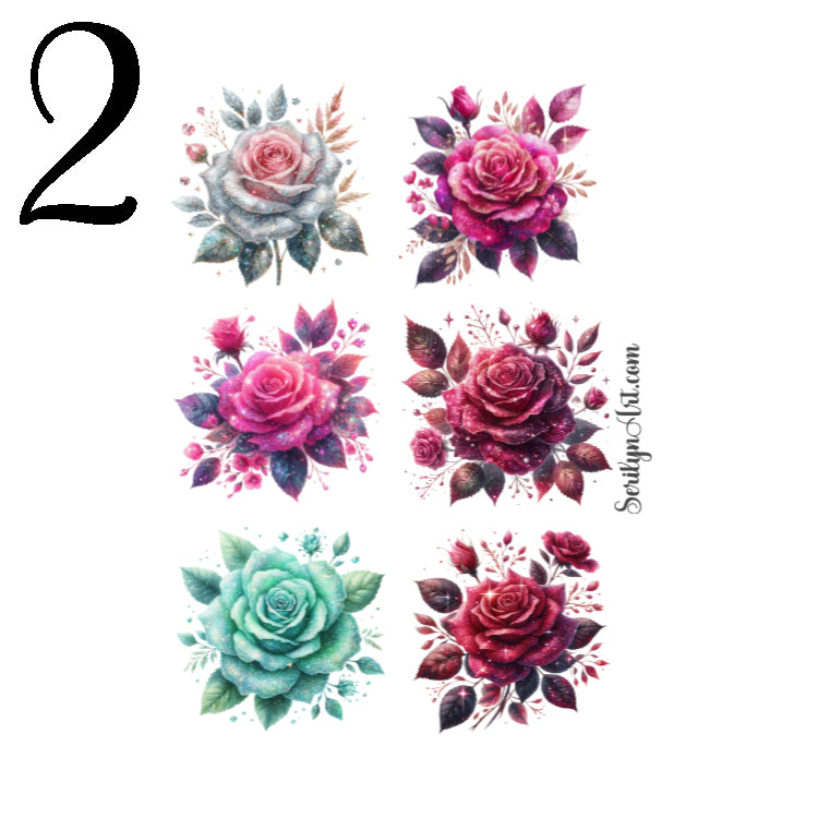 Glitter Roses Sticker Sheet