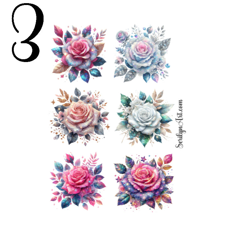 Glitter Roses Sticker Sheet