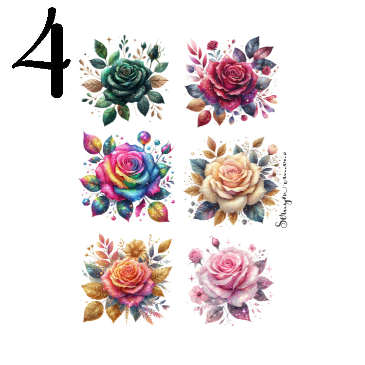 Glitter Roses Sticker Sheet