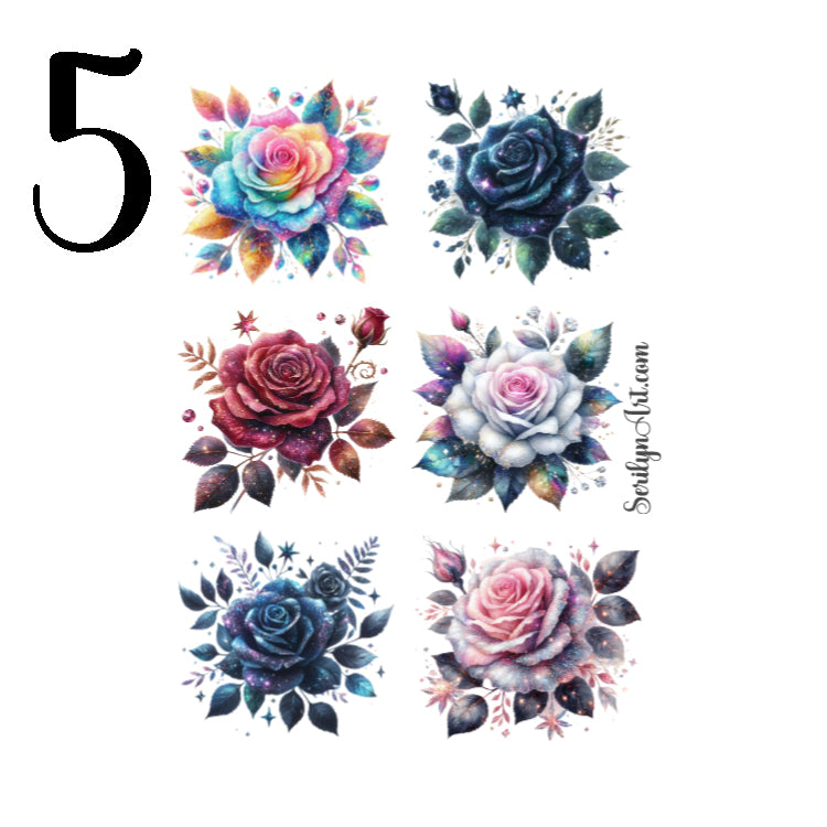 Glitter Roses Sticker Sheet