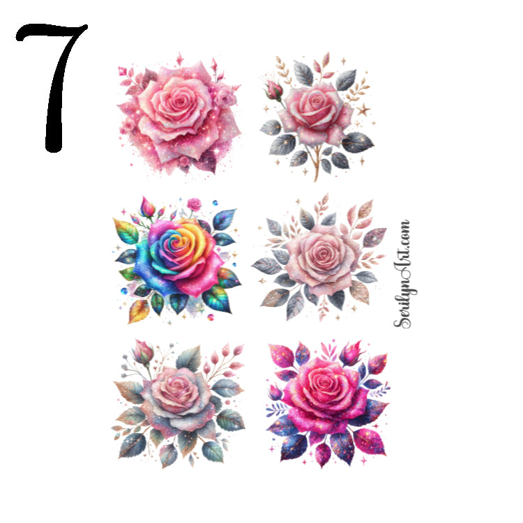 Glitter Roses Sticker Sheet