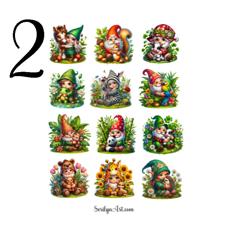 Gnomes with Animals Sticker Sheet