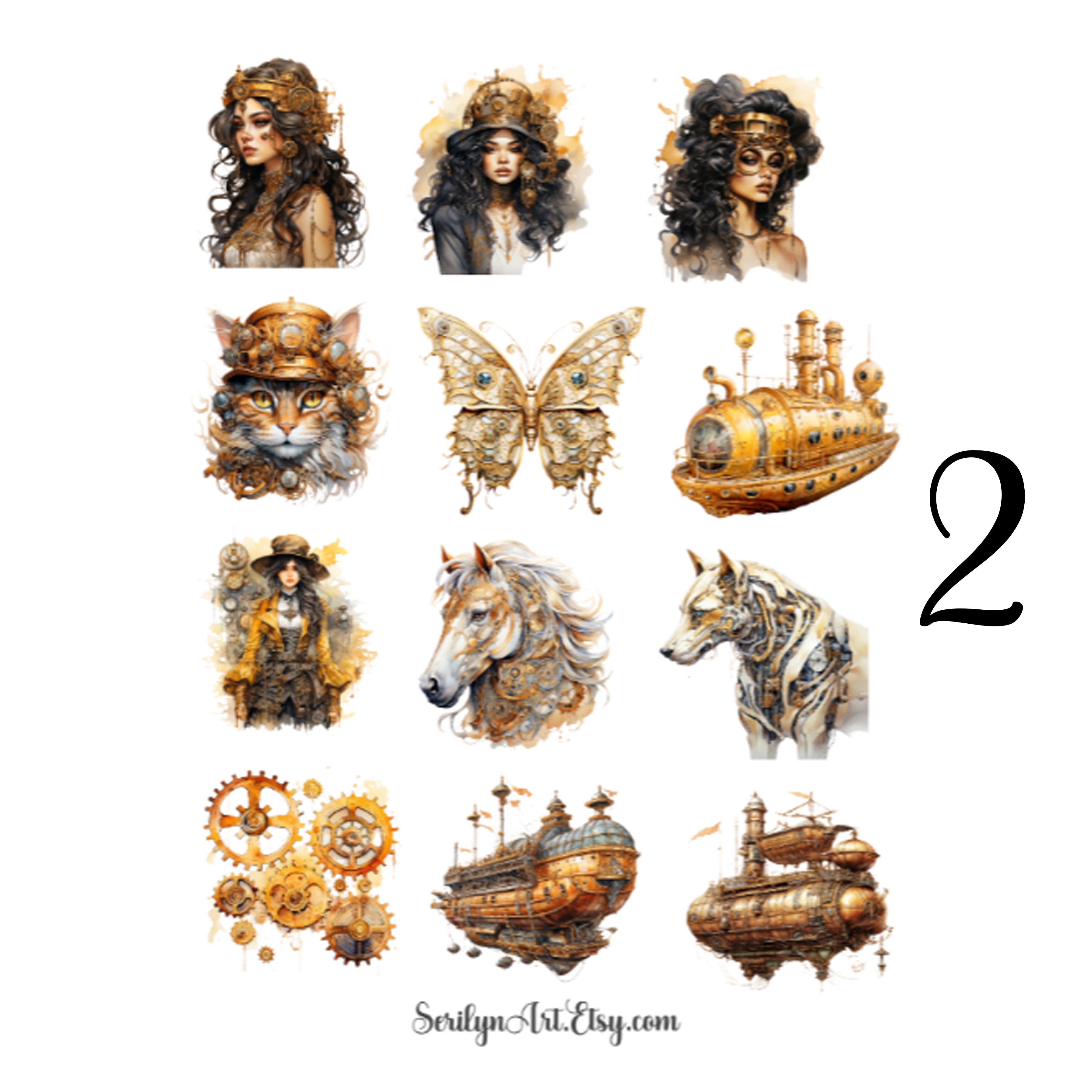 Gold Steampunk Sticker Sheet