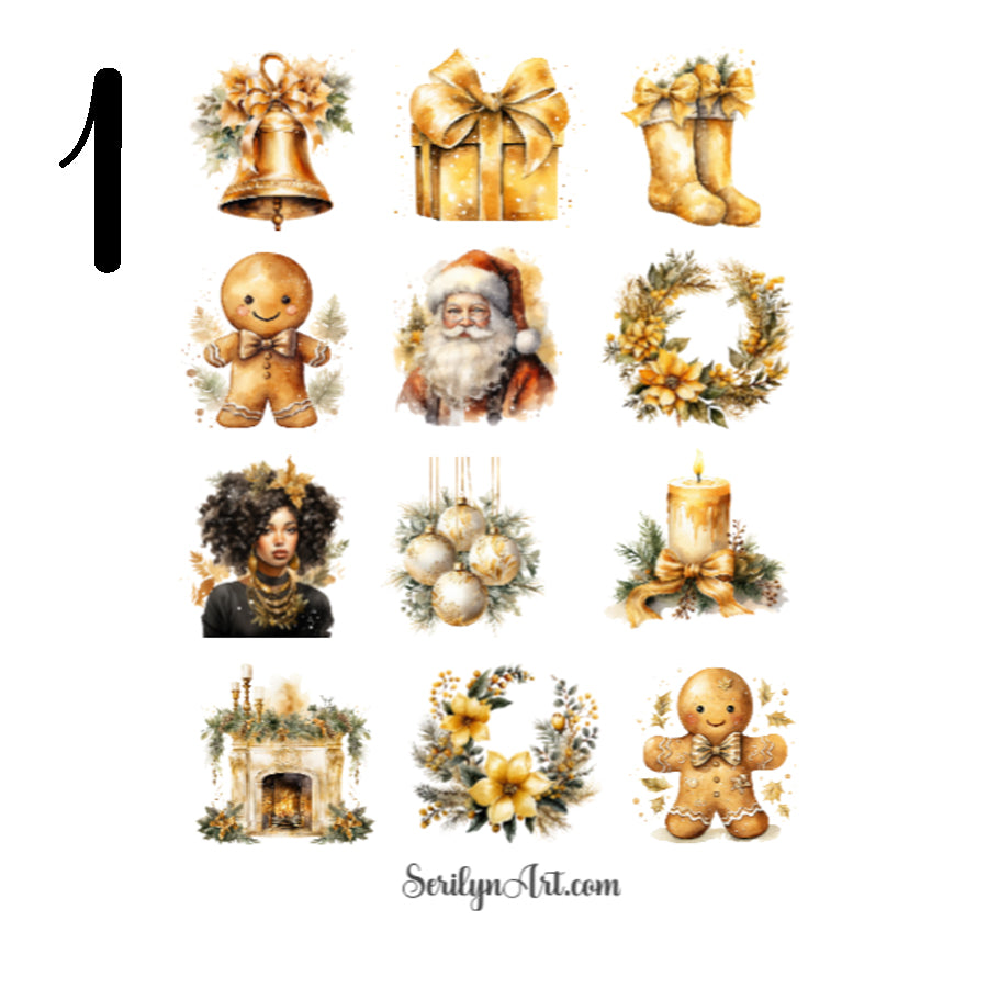 Golden Christmas Sticker Sheet
