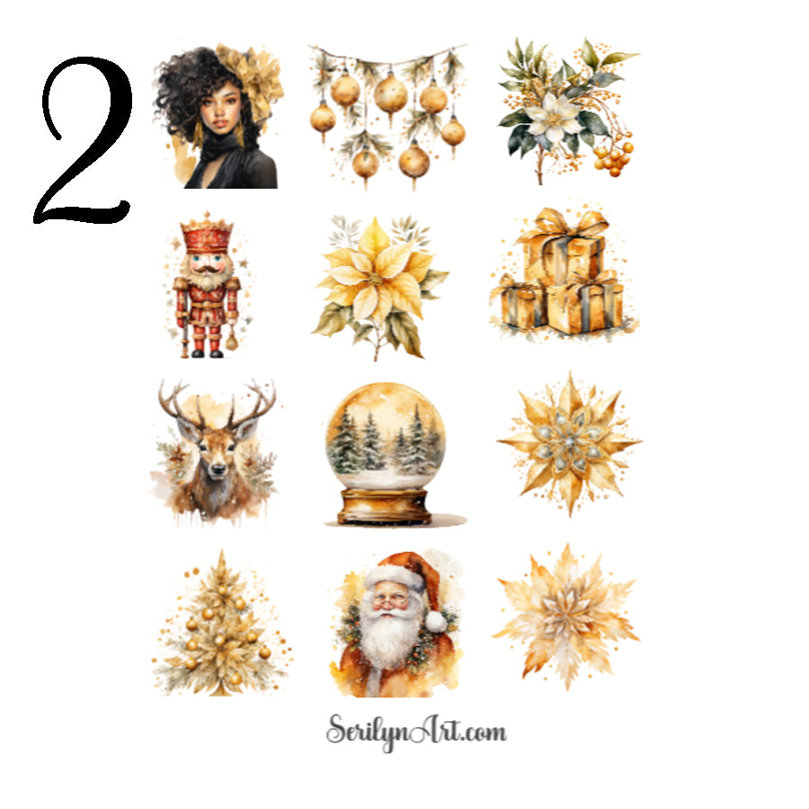 Golden Christmas Sticker Sheet