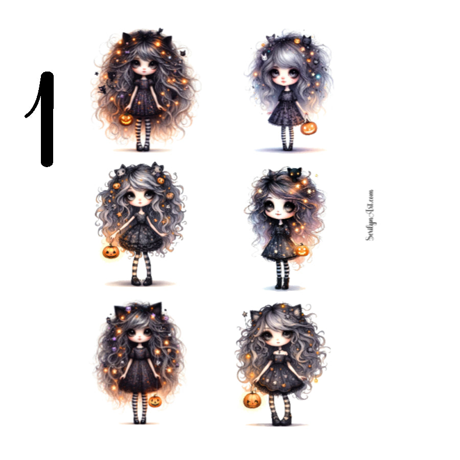 Goth Cat Girl Sticker Sheet