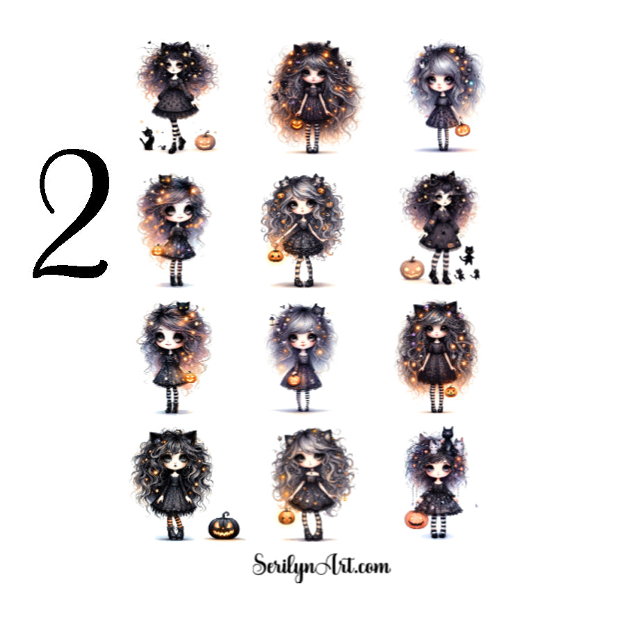 Goth Cat Girl Sticker Sheet