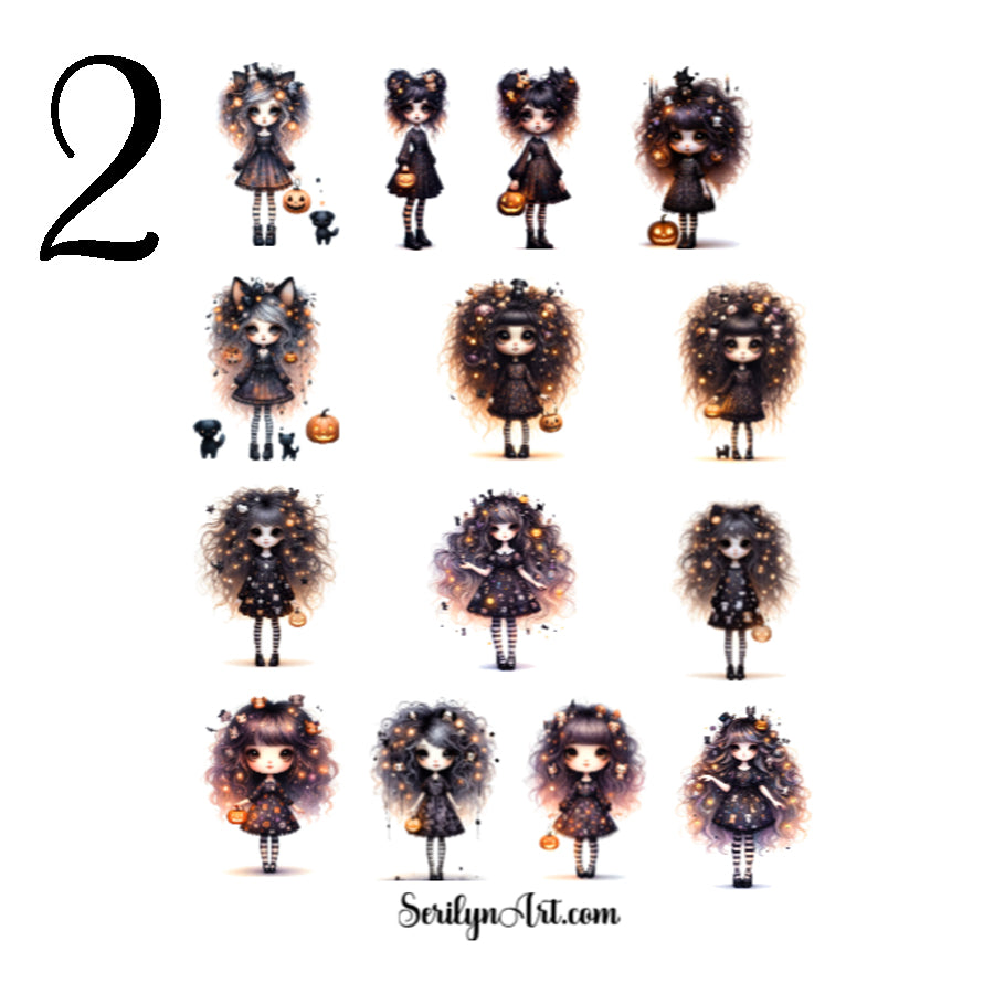 Goth Dog Girl Sticker Sheet