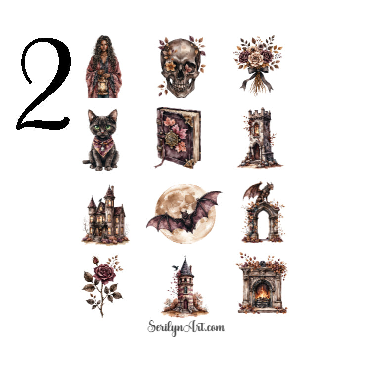 Gothic Autumn Foliage Sticker Sheet