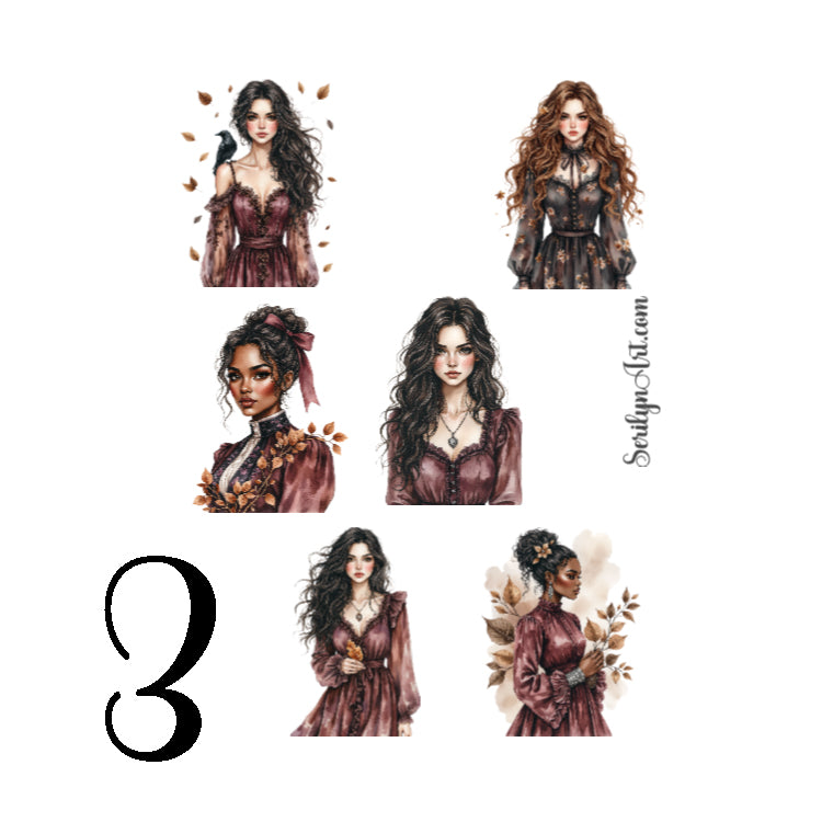 Gothic Autumn Foliage Sticker Sheet