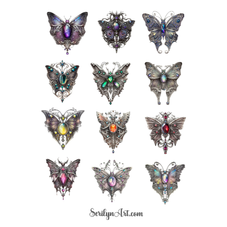Gothic Butterflies Sticker Sheet