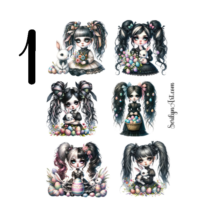 Gothic Easter Dolls Sticker Sheet