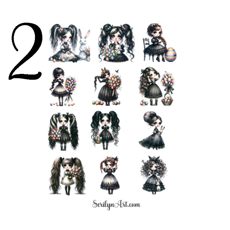 Gothic Easter Dolls Sticker Sheet