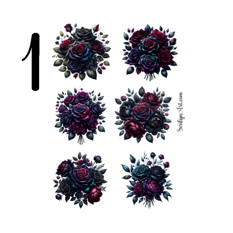 Gothic Elegance Floral Sticker Sheet