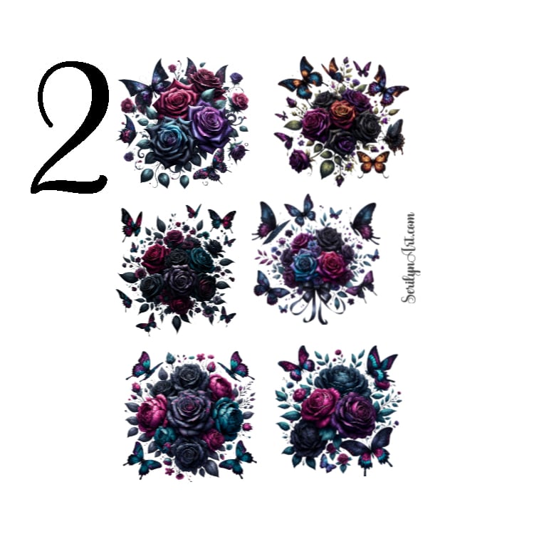 Gothic Elegance Floral Sticker Sheet