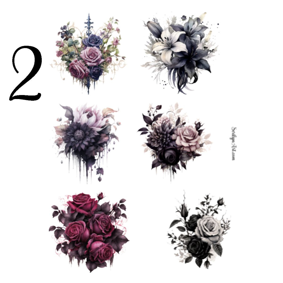 Gothic Flowers Sticker Sheet