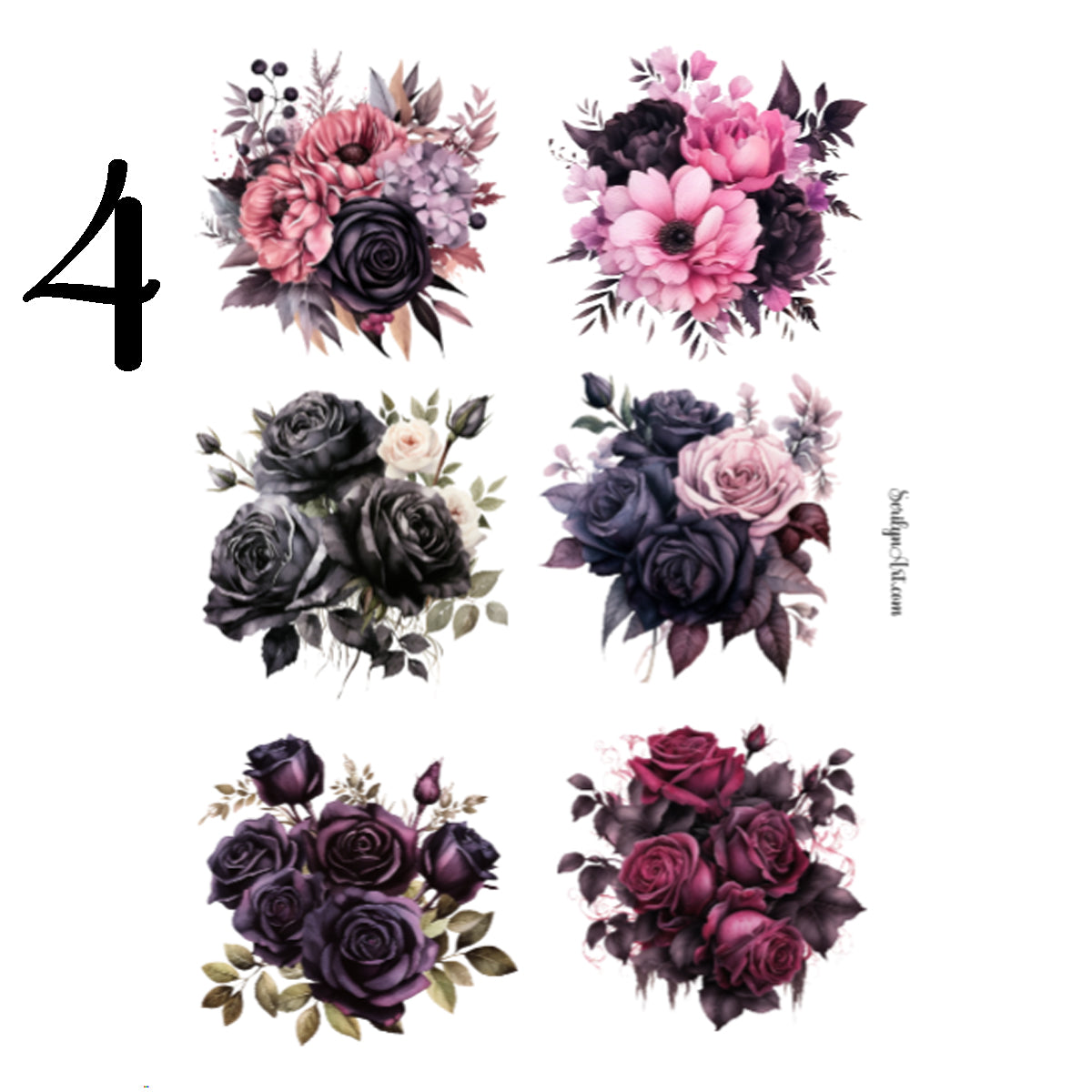 Gothic Flowers Sticker Sheet