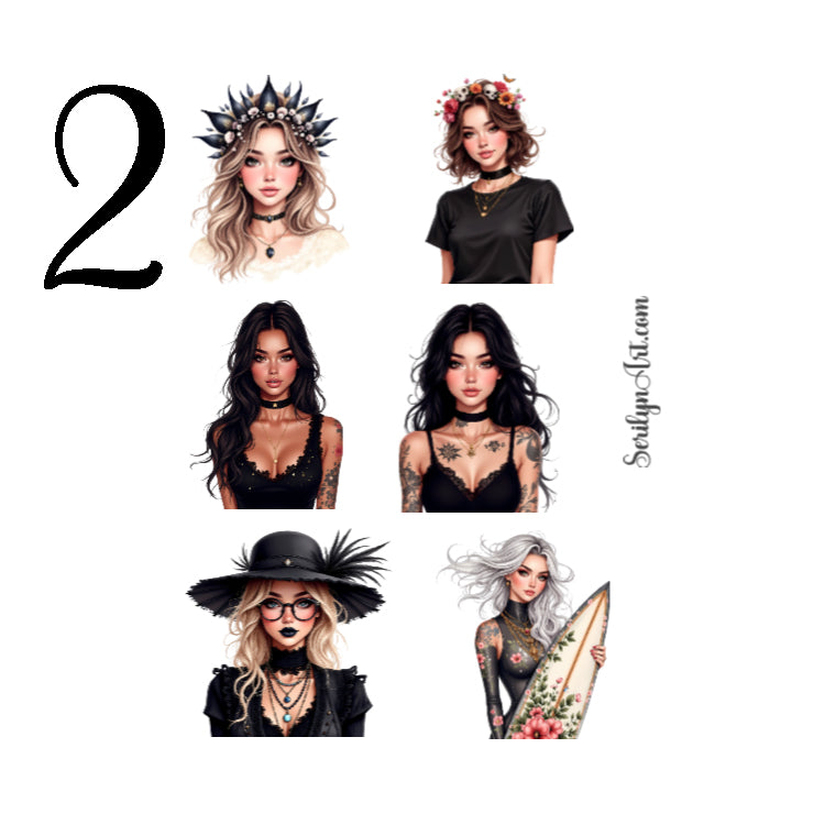 Gothic Girl Summer Sticker Sheet