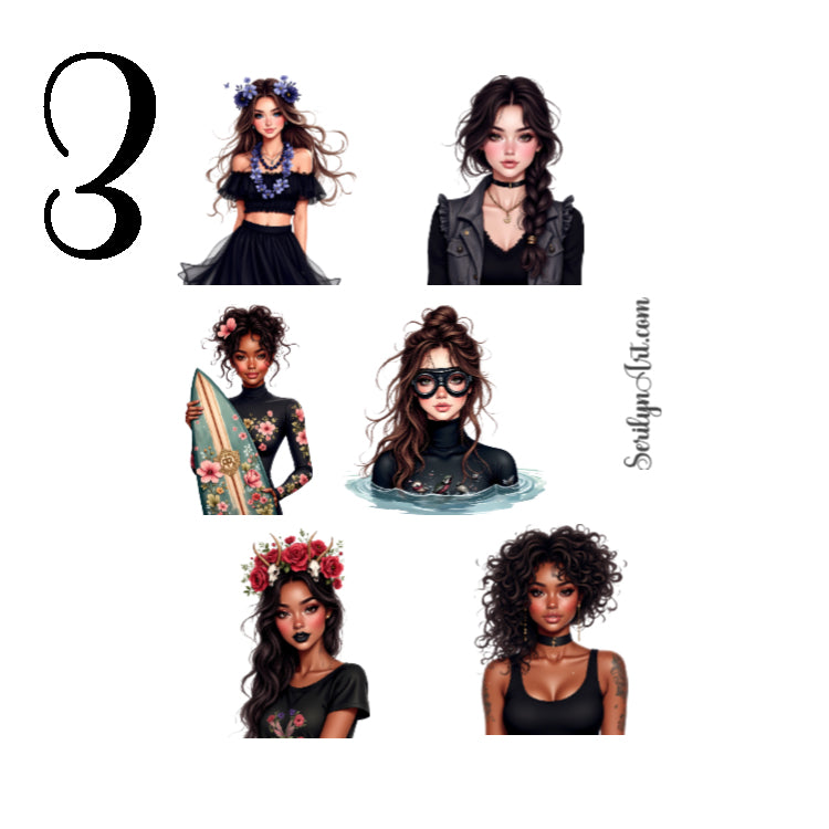 Gothic Girl Summer Sticker Sheet